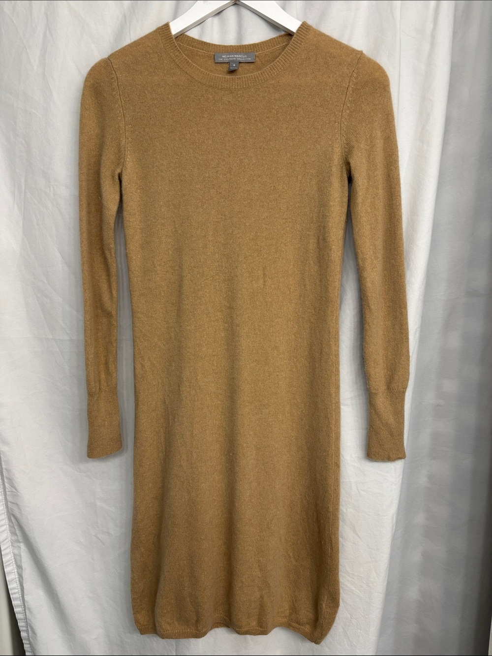Neiman Marcus Cashmere Long Sleeve Midi Dress